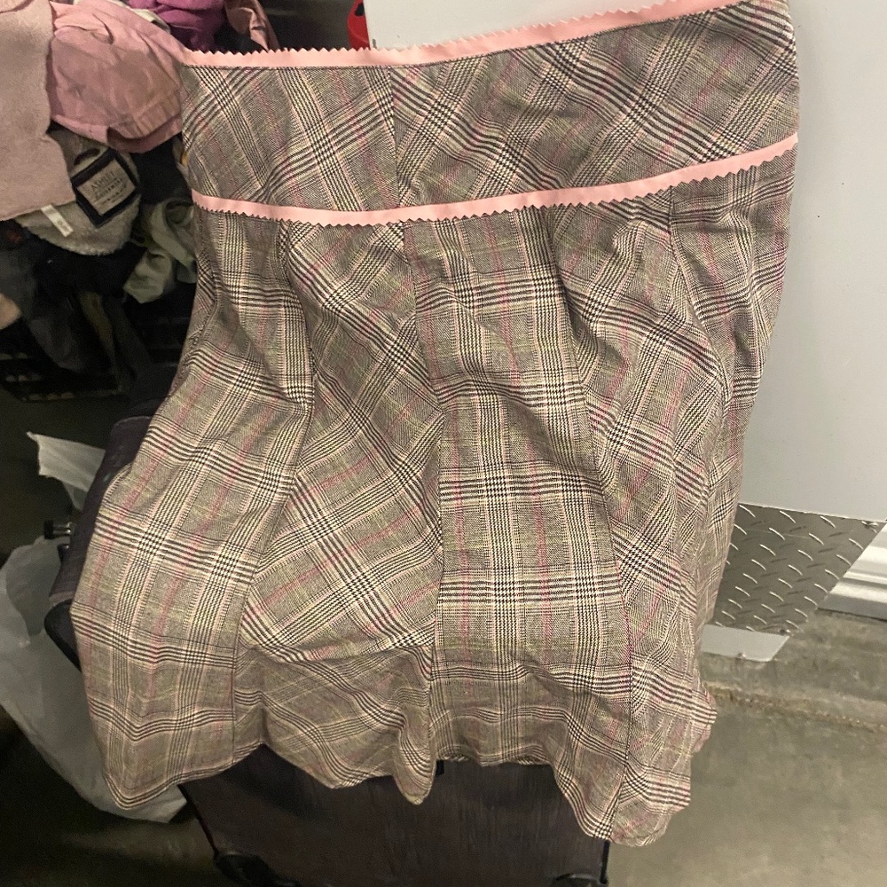 pink plaid pencil skirt